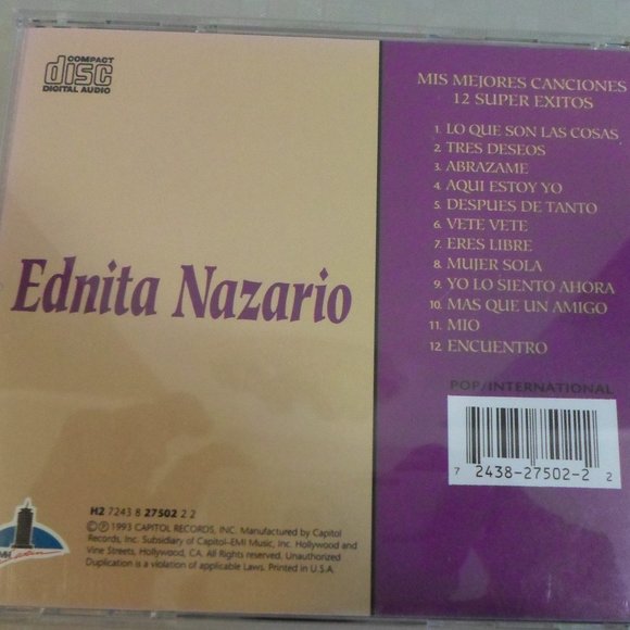 Ednita Nazario CD - Mis Mejores Canciones - 12 Super Éxitos - Picture 4 of 5
